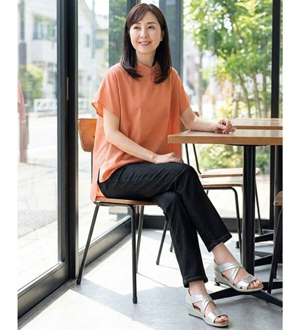 ルフラン（ルフラン）の「【３本組】配色ステッチ使い柔らか楽デニム（フルレングスパンツ）」｜詳細画像