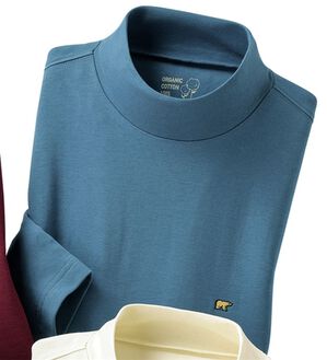 「＜ゴールデンベア＞綿１００％ヒートハイネックシャツ（メンズＴシャツ）」｜ブルー