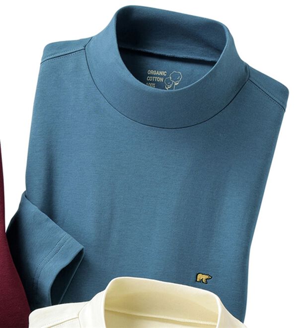 「＜ゴールデンベア＞綿１００％ヒートハイネックシャツ（メンズＴシャツ）」｜ブルー