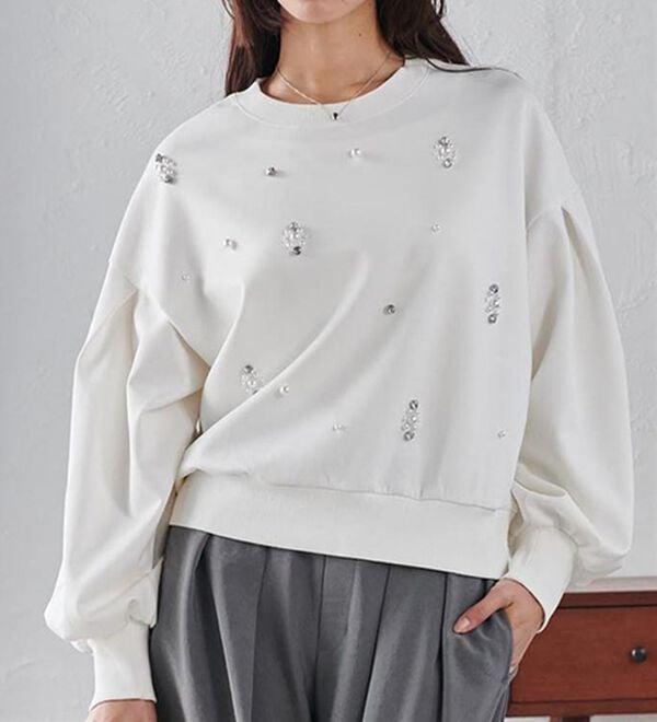 RANAN（ラナン）の「ビジュー使いボリューム袖プルオーバー（カットソー）」｜詳細画像