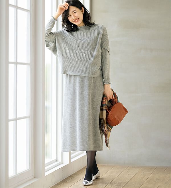 ルフラン（ルフラン）の「本気の体型カバー＊ニットワンピアンサンブル（アンサンブル）」｜詳細画像