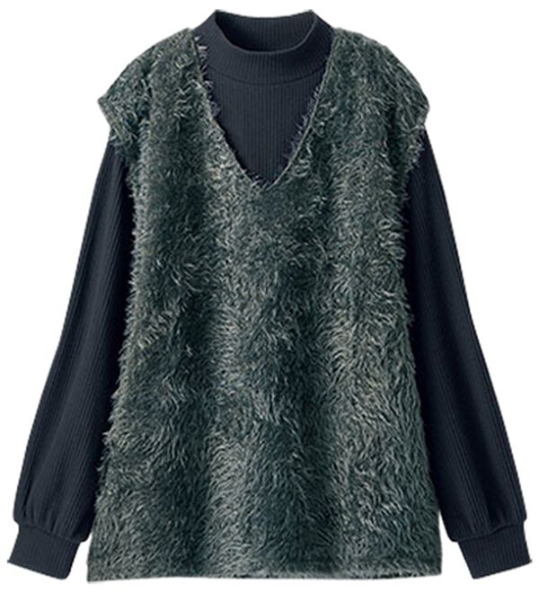 BELLUNA（ベルーナ）の「上品シャギー素材ベストアンサンブル（アンサンブル）」｜詳細画像