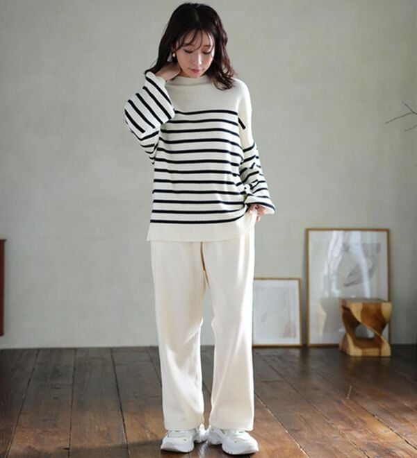 A HAPPY MARILYN（アハッピーマリリン）の「【Ｌ～６Ｌ／選べる丈】【裏フリース】ふっくらコーデュロイイージーワイドパンツ（ワイドパンツ・ガウチョ）」｜詳細画像