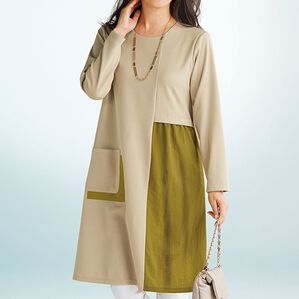 BELLUNA（ベルーナ）の「異素材切替配色デザインチュニック（チュニック）」｜詳細画像