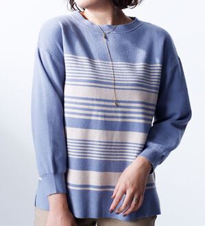 BELLUNA（ベルーナ）の「ランダムボーダーニットプルオーバー（ニット・セーター）」｜ライラック系