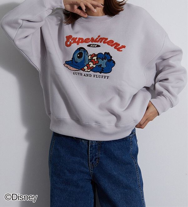 BELLUNA（ベルーナ）の「＜Ｄｉｓｎｅｙ＞【スティッチ】さがら刺しゅう裏起毛ゆったりトレーナー（トレーナー・スウェット）」｜詳細画像