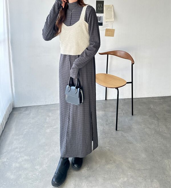 GeeRA（ジーラ）の「全骨格対応！選べるネックジャガードワンピ―ス（カットソーワンピース）」｜詳細画像