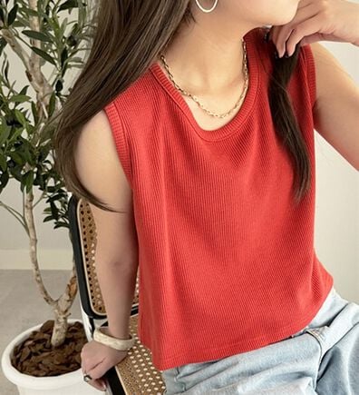 GeeRA（ジーラ）の「スナップボタンワッフルクロップドトップス（カットソー）」