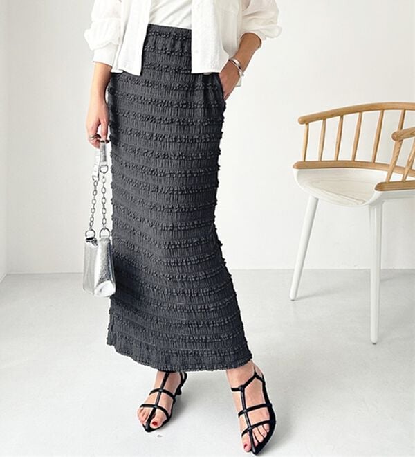 GeeRA（ジーラ）の「すっきりオシャレ見え！ジャカードレースタイトスカート（ロングスカート）」｜詳細画像