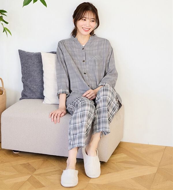 LAVIENNE（ラヴィエンヌ）の「【オーガニックコットン使用】綿１００％Ｗガーゼのルームパジャマ（パジャマ・ルームウェア）」｜詳細画像