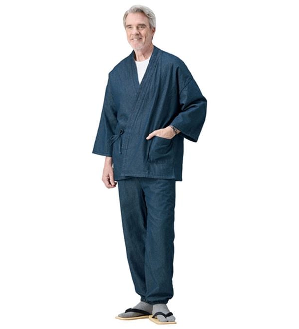 「中わた入りデニム作務衣（メンズ和装・浴衣・和装グッズ）」｜詳細画像