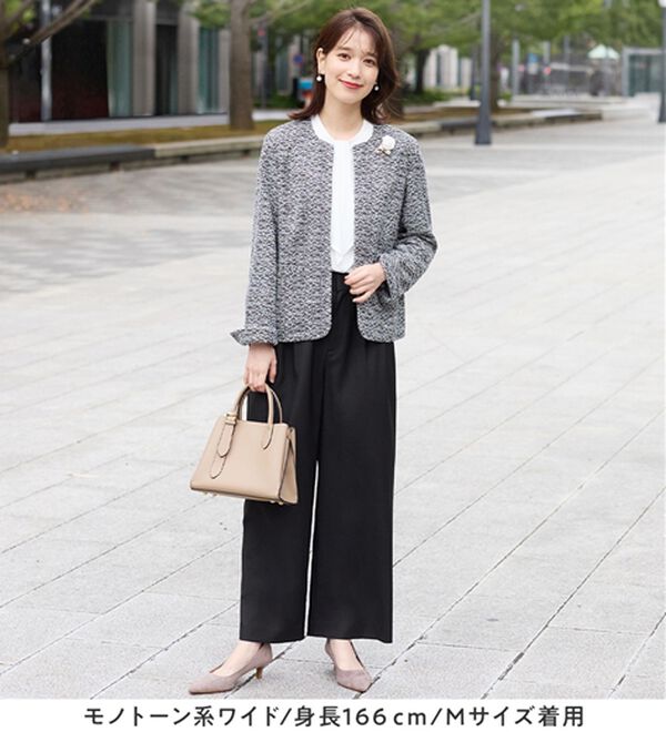 Viola e Viola（ヴィオラ エ ヴィオラ）の「【選べるボトムス】２点セット洗える！ツイードセットアップスーツ（パンツスーツ）」｜詳細画像