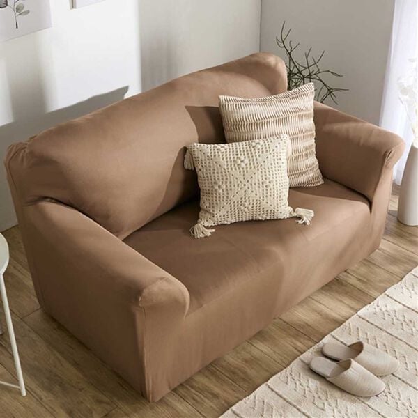 iellio（イエリオ）の「【８日間限定価格】お買得！ワッフルソファカバー＜洗える・伸縮・ソファーカバー・肘あり・肘なし・１人掛・２人掛・３人掛＞（ソファーカバー）」｜ココアブラウン