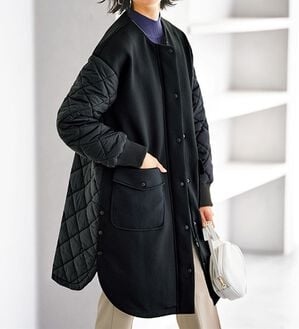 BELLUNA（ベルーナ）の「ダイヤキルト切替とろみ素材ロングコート（ロングコート）」｜詳細画像