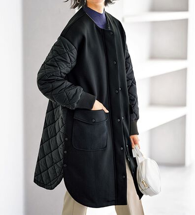 BELLUNA（ベルーナ）の「ダイヤキルト切替とろみ素材ロングコート（ロングコート）」