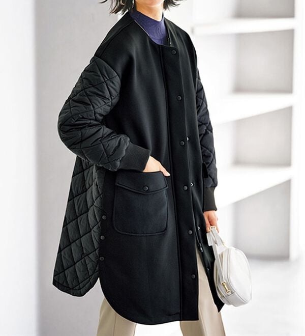 BELLUNA（ベルーナ）の「ダイヤキルト切替とろみ素材ロングコート（ロングコート）」｜詳細画像