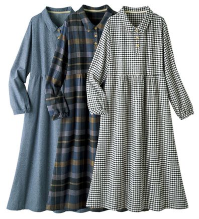 ルフラン（ルフラン）の「【３色組】綿１００％あったかロングワンピース（ロングワンピース）」