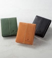 「＜ゴールデンベア＞イタリアンレザー折り財布（メンズ財布・パスケース）」