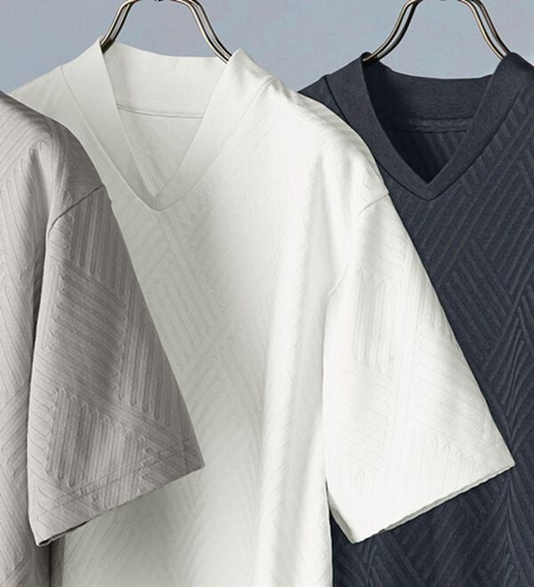 「ジャカードジャケットインＴシャツ（メンズＴシャツ）」｜ホワイト