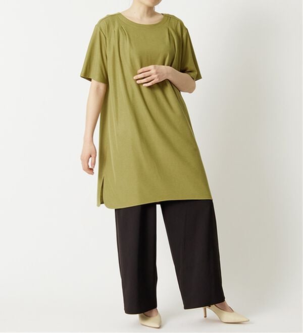 BELLUNA（ベルーナ）の「【接触冷感】かのこ素材タックデザインチュニックワンピース（その他ワンピース）」｜詳細画像