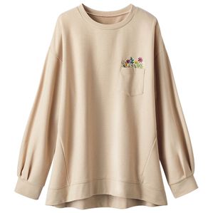 BELLUNA（ベルーナ）の「ポケット刺しゅう袖タックデザインプルオーバー（カットソー）」｜トープ