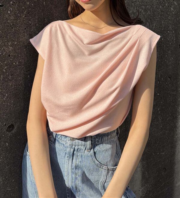 RANAN（ラナン）の「【ひんやり・ＵＶ】タックドレープフレンチスリーブカットソー（Tシャツ）」｜詳細画像