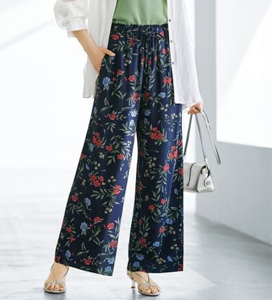 BELLUNA（ベルーナ）の「ヒンヤリ！レーヨン素材プリントワイドパンツ（ワイドパンツ・ガウチョ）」