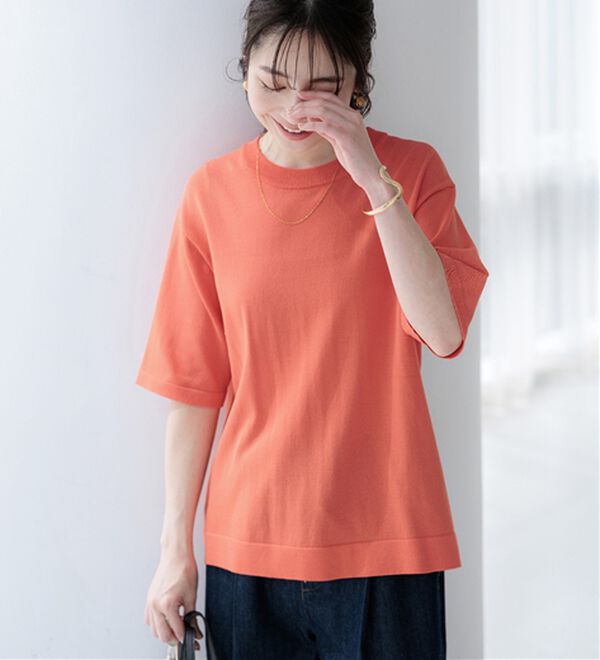 BELLUNA（ベルーナ）の「【快適Ｌａｂ．】シャリ冷！洗える多機能ニットＴシャツ（ニット・セーター）」｜詳細画像