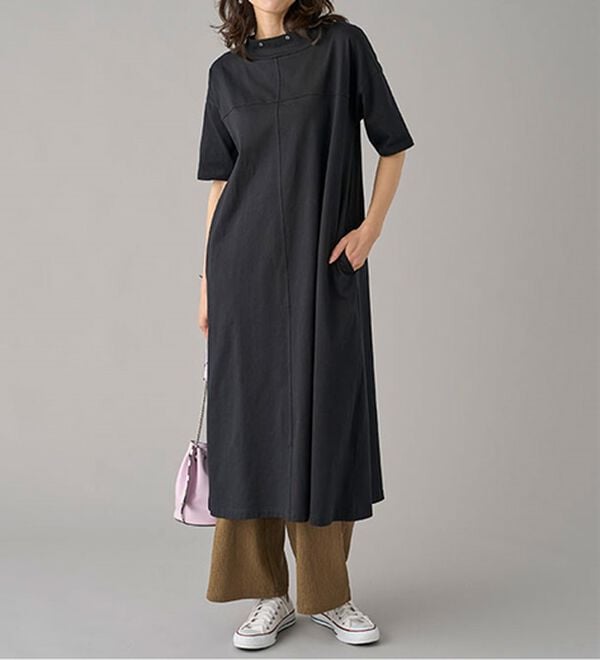 BELLUNA（ベルーナ）の「ひんやリッチコットン大人のワンピース（カットソーワンピース）」｜詳細画像