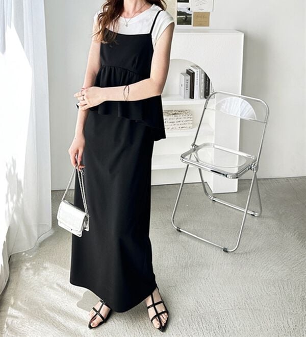 GeeRA（ジーラ）の「楽ちん！ペプラムキャミワンピース（カットソーワンピース）」｜詳細画像