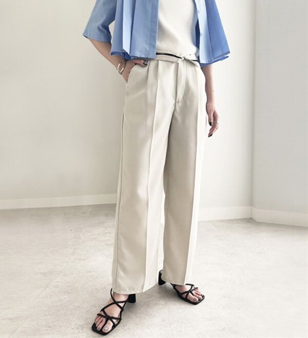 GeeRA（ジーラ）の「２ＷＡＹハイウエストスラックスパンツ（フルレングスパンツ）」｜アイボリー