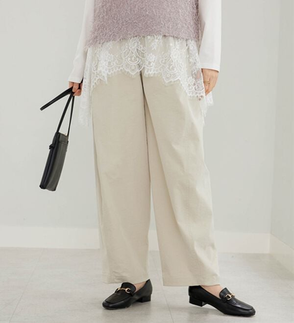 BELLUNA（ベルーナ）の「サラもち！快適ビンテージ調素材カーブパンツ（ワイドパンツ・ガウチョ）」｜詳細画像