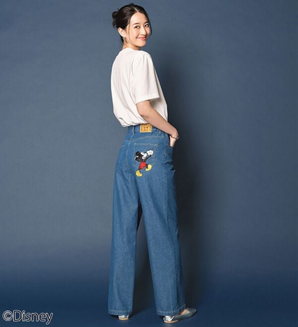 BELLUNA（ベルーナ）の「＜Ｄｉｓｎｅｙ＞刺しゅうデニムパンツ（ワイドパンツ・ガウチョ）」｜詳細画像