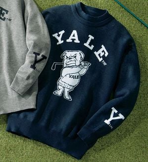 「＜イェール　ゴルフ＞軽量ロゴデザインニット（メンズニット・セーター）」｜ネイビー