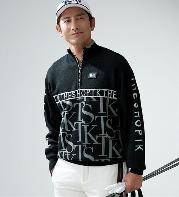 ザ ショップ ティーケー＞ロゴジャカードハーフジップニット
