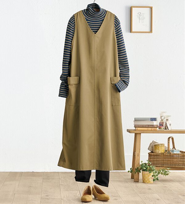 BELLUNA（ベルーナ）の「＜＆ｃｏｃｏｃｈｉ＞コットンブレンドゆったりジャンパースカート（シャツワンピース）」｜詳細画像