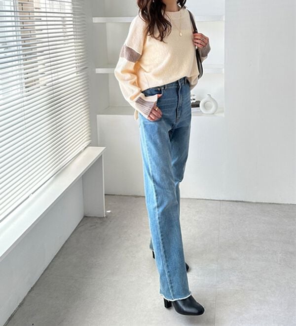 GeeRA（ジーラ）の「配色ラインニットプルオーバー（ニット・セーター）」｜詳細画像