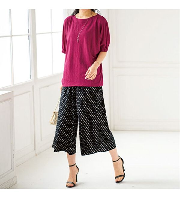 BELLUNA（ベルーナ）の「レーヨンポケット付ガウチョパンツ（ワイドパンツ・ガウチョ）」｜詳細画像