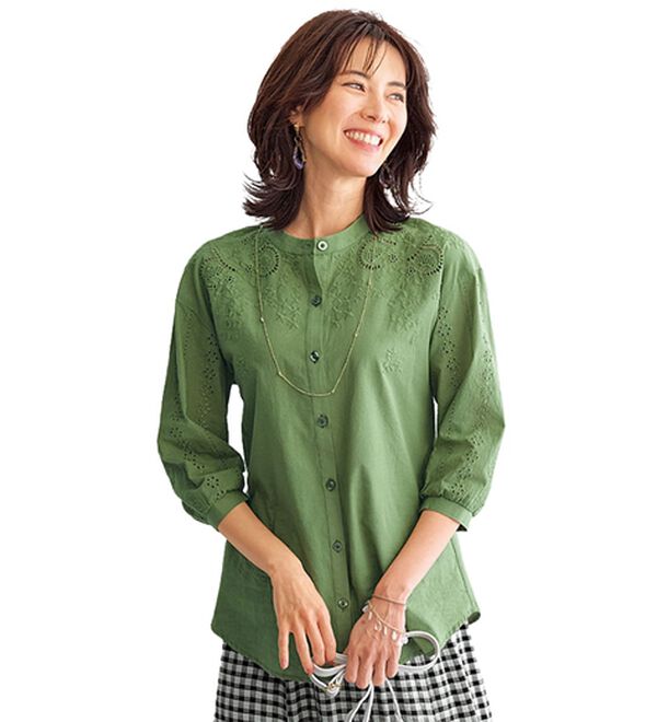 上品花柄刺しゅうブラウス - ベルーナ【公式】