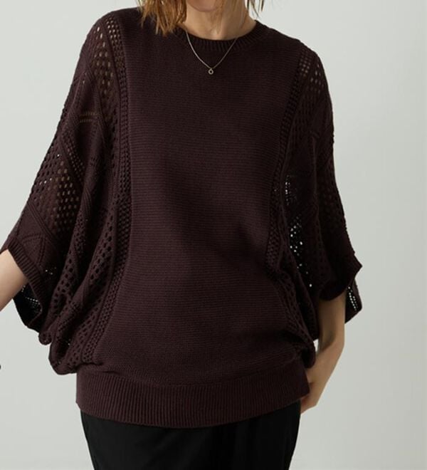 BELLUNA（ベルーナ）の「透かし編ドルマンニットプルオーバー（ニット・セーター）」｜詳細画像