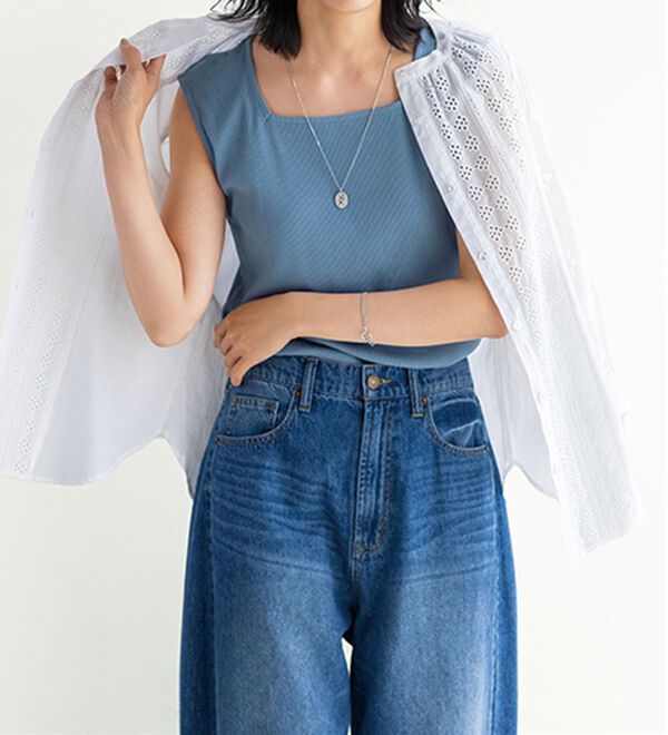 BELLUNA（ベルーナ）の「綿１００％抗菌防臭機能付リブタンクトップ（タンクトップ・キャミソール）」｜詳細画像