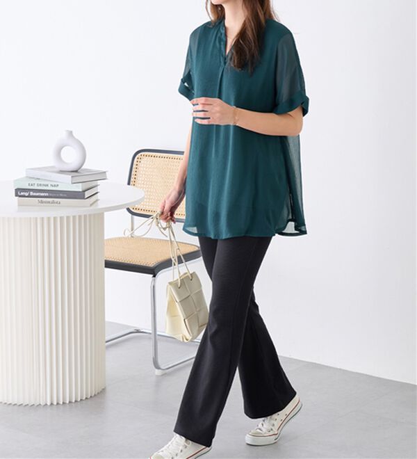 Viola e Viola（ヴィオラ エ ヴィオラ）の「【５つの機能付】すっきり魅せスキッパーＡラインチュニック（チュニック）」｜詳細画像