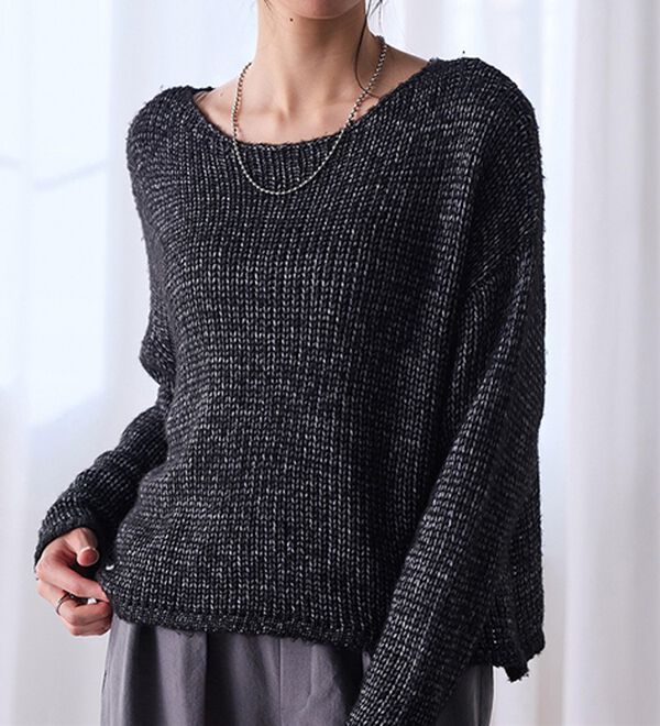 RANAN（ラナン）の「モヘアタッチローゲージシアーニット（ニット・セーター）」｜ブラック