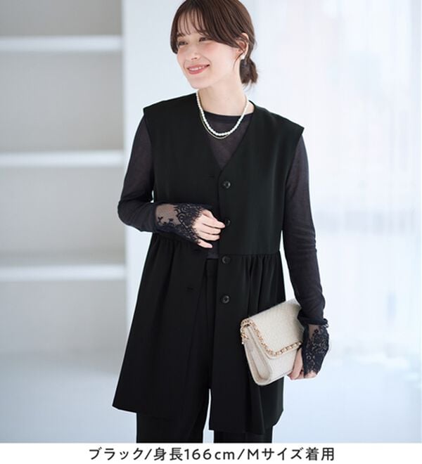 Viola e Viola（ヴィオラ エ ヴィオラ）の「【３点セット】コーデ決まるペプラムジレセットスーツ（パンツスーツ）」｜詳細画像