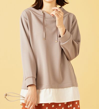 BELLUNA（ベルーナ）の「ワイドネックデザインシャツ切替チュニック（チュニック）」