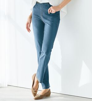 BELLUNA（ベルーナ）の「新感覚！かのこ素材ニットデニムパンツ（フルレングスパンツ）」｜詳細画像