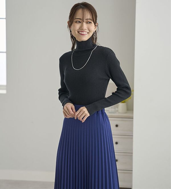 BELLUNA（ベルーナ）の「＜＆ｃｏｃｏｃｈｉ＞ハピネスコットン100％&times;吸湿発熱リブタートルニット（ニット・セーター）」｜詳細画像