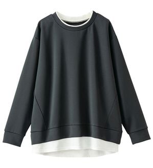 BELLUNA（ベルーナ）の「重ね着風とろみ素材プルオーバー（カットソー）」｜チャコール