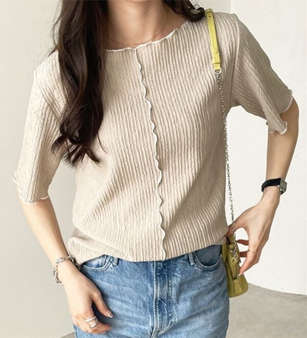 GeeRA（ジーラ）の「前後２ＷＡＹ配色メロー５分袖カットソー（カットソー）」｜詳細画像