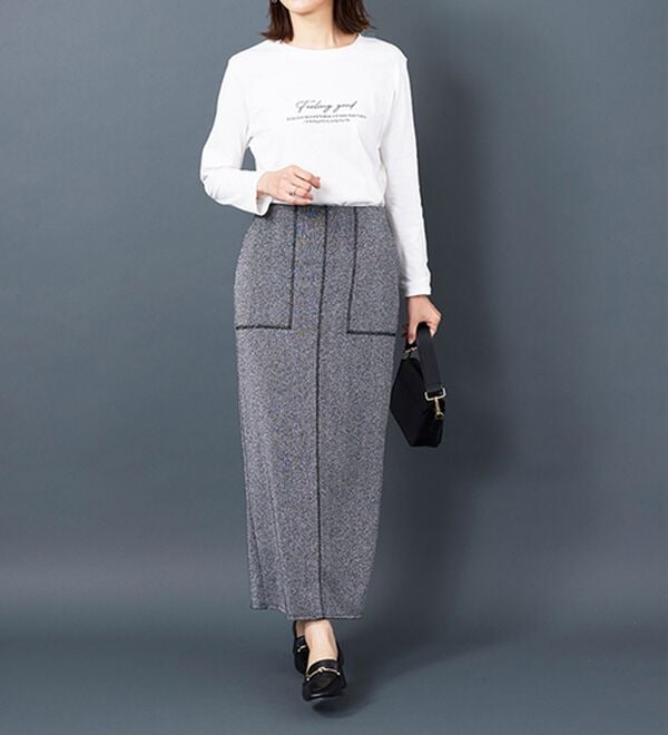 BELLUNA（ベルーナ）の「ラメ入り裏毛素材スカート（ロングスカート）」｜詳細画像